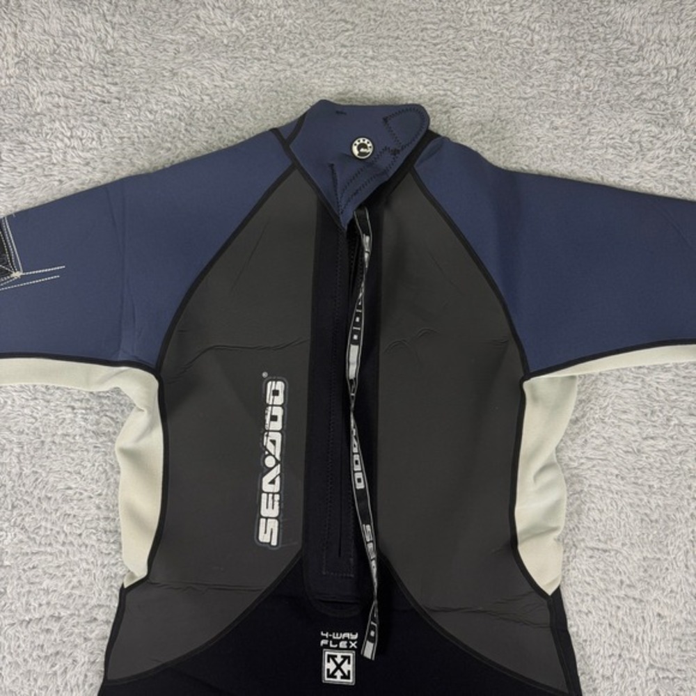 Sea-Doo Mens XXL Shorty Wetsuit Black Navy Blue 4-Way Flex Spring Suit BRP - Picture 4 of 10